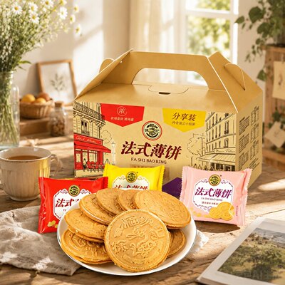 徐福记法式薄饼手提礼盒430g零食休闲食品小吃花生味官方正品
