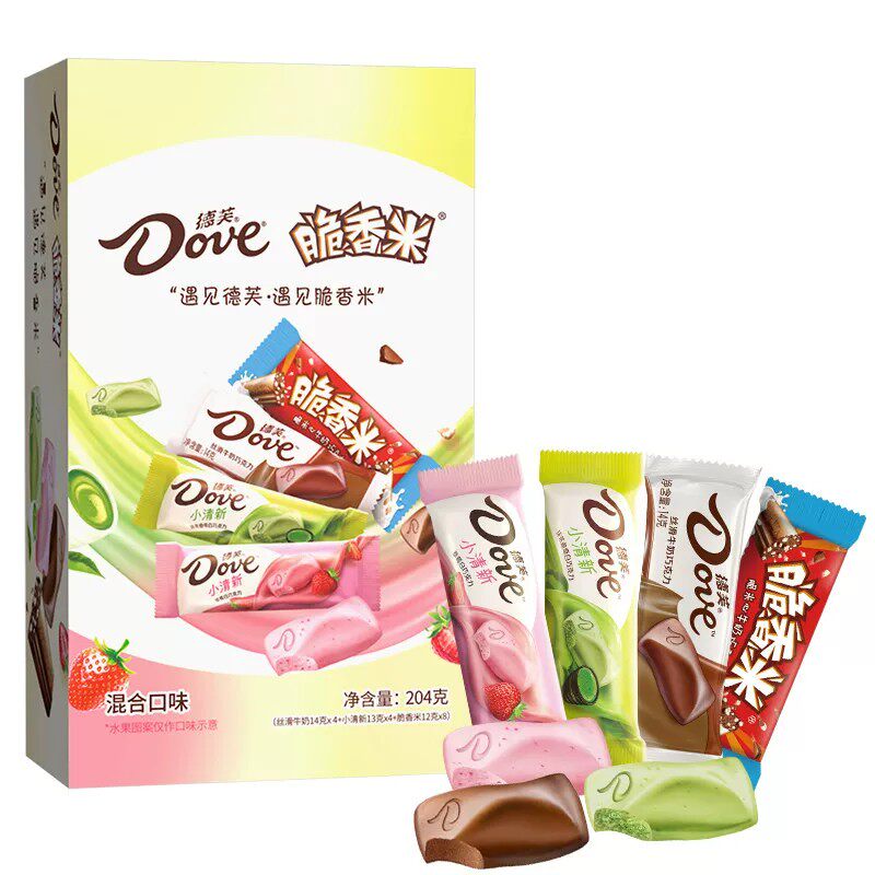 德芙脆香米巧克力小清新204g混合口味盒装休闲零食糖果小吃批发zx