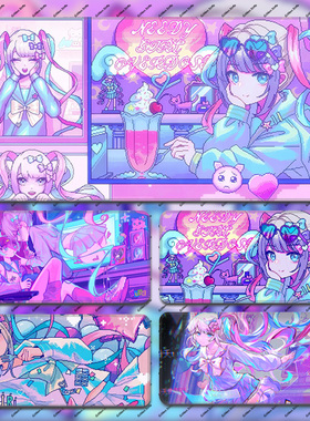 二次元超天酱动漫鼠标垫彩色渐变卡通角色游戏桌面垫学生办公垫