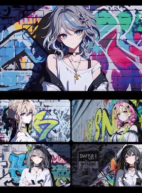 原神涂鸦墙鼠标垫超大动漫电竞电脑桌垫动漫二次元美女加厚防滑