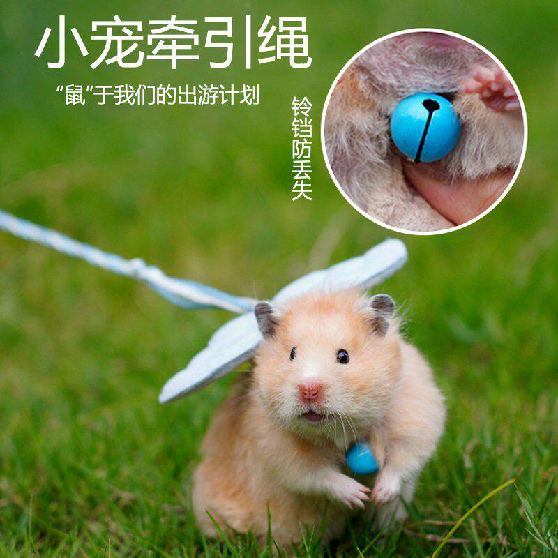 外出溜小仓鼠牵引绳荷兰猪防咬挣扎可爱风背心式金丝熊专用小宠物