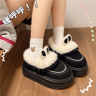 高跟棉拖鞋女款厚底包跟家居可爱ins风拖鞋冬季加绒保暖棉鞋外穿