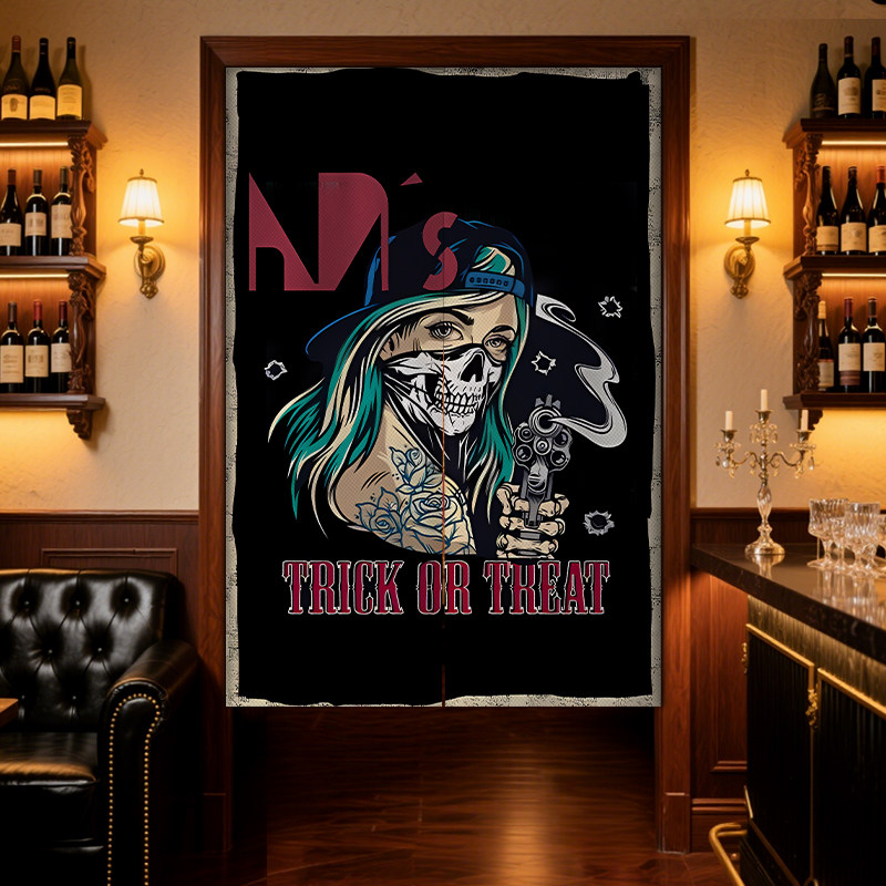 新款酒吧布艺门帘定制商用啤酒馆清吧复古隔断帘个性装饰遮挡帘子