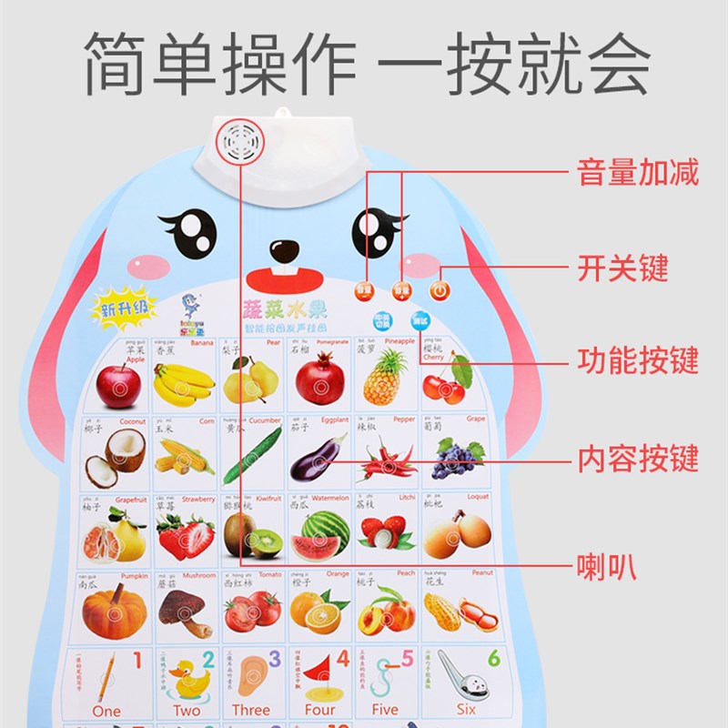 优选识字识物宝宝儿童玩具认知语音启蒙早教墙贴发声X有声挂图2.