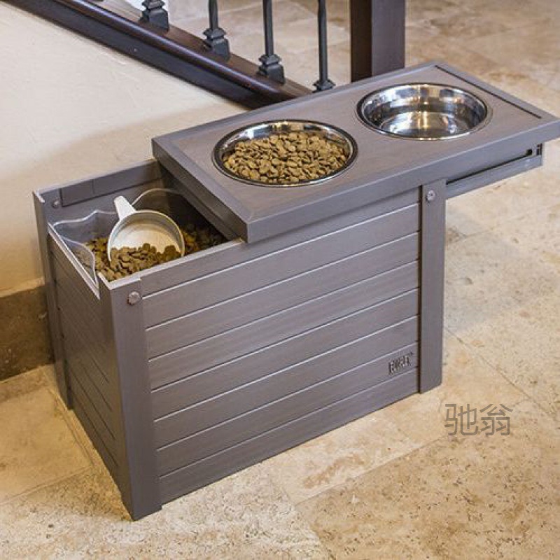 麓f中大型犬狗狗碗储粮餐桌豪华出口巨贵拉布拉多金毛用品一体两