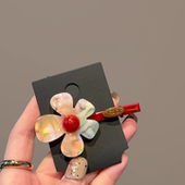 韩国东大门新款 小众设计感炫彩色花朵发夹少女感刘海碎发夹头饰