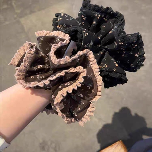 日韩少女小碎花大肠发圈ins复古丸子头绳双层马尾皮筋网红发饰绳