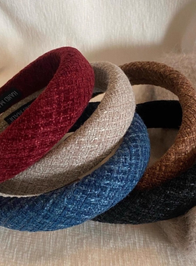 法式秋冬毛呢安格拉红高颅顶发箍2025新款小香风复古宽边洗脸头箍