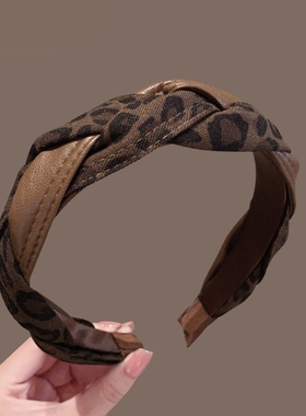 2025秋冬新款豹纹编织发箍女高级感头箍高颅顶洗脸压发卡百搭发捆