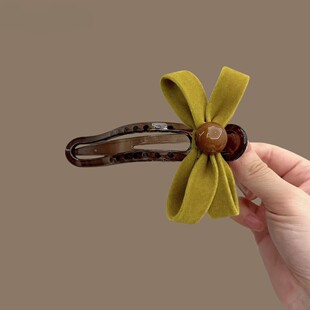 甜美丝绒蝴蝶结鸭嘴夹发夹女后脑勺盘发一字夹头饰2025新款发卡