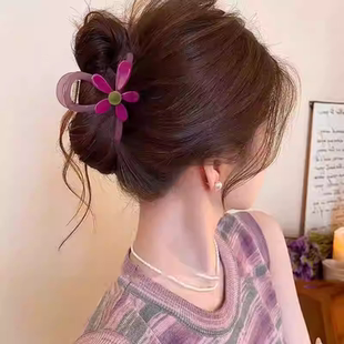 醋酸太阳花朵中号抓夹氛围感拍照鲨鱼夹后脑勺盘发夹半扎发卡发饰