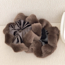 韩版 仿皮布艺毛边大肠发圈高级感扎头发绳气质马尾头绳发饰女 时尚