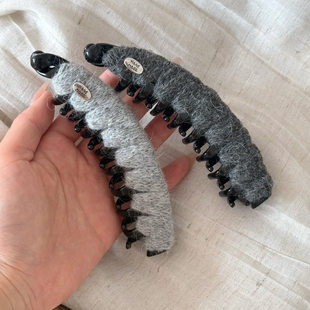 金标毛绒香蕉夹女2025新款高级秋冬发量多大号高马尾抓夹竖式发夹