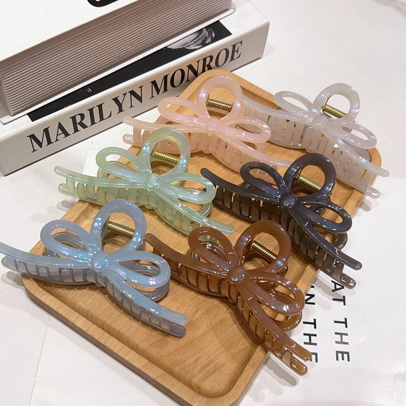 韩国高级感人鱼姬幻彩蝴蝶结大抓夹女后脑勺盘发鲨鱼夹马尾夹发卡