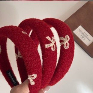 红色羊羔毛发箍加厚毛绒高颅顶头箍冬2026新款氛围感网红毛毛发卡