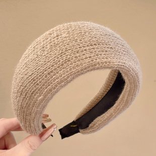 秋冬针织高颅顶宽边发箍女遮发缝高级感洋气时尚 压发头箍发卡头饰