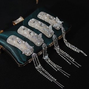 超闪银色易梦玲同款民族风水晶风铃流苏发夹中式晨袍旗袍百搭边夹