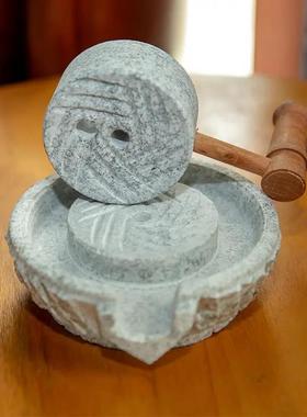 天然观赏小石磨家居装饰小摆件创意礼品怀旧磨盘复古摆件装饰品