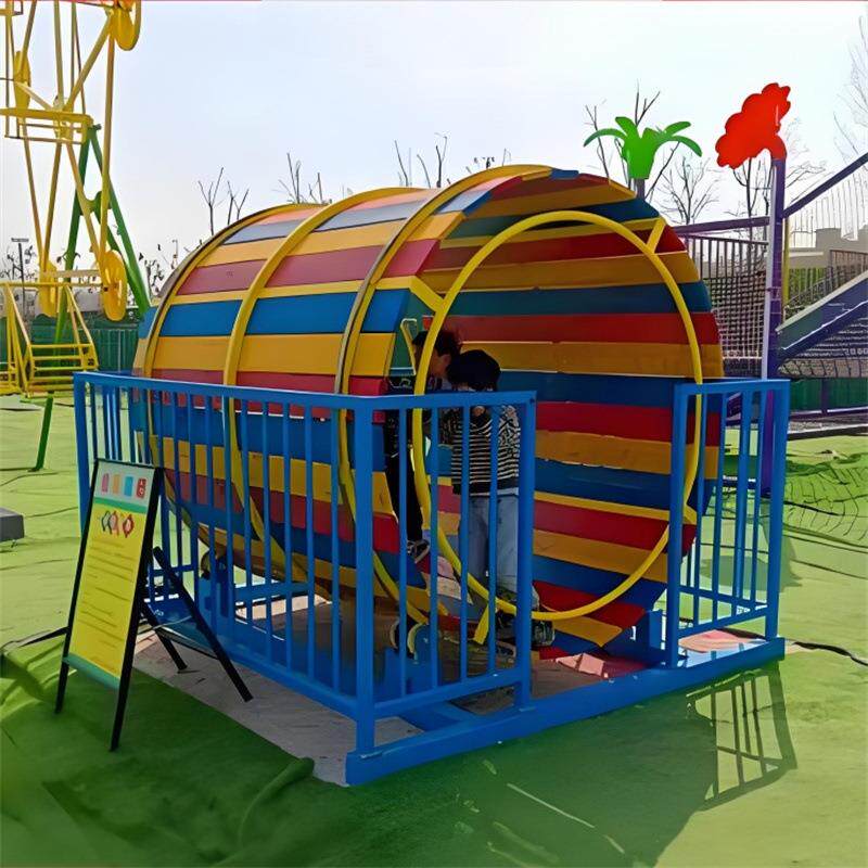 户外七彩原地滚筒仓鼠滚筒跑步机亲子儿童游乐园无动力游乐设备