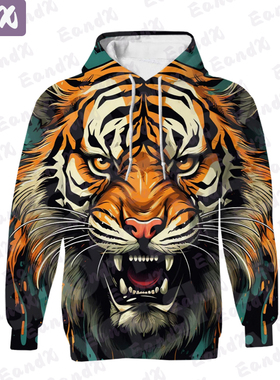 Tiger Hoodies For Women New Pullovers Street Animal Hoody