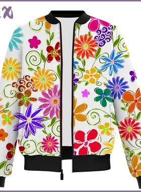 EandX Floral Coats Women Long Sleeve Fashion Flowers Jackets