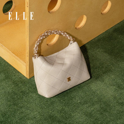 ELLE菱格贝壳手提包斜挎包