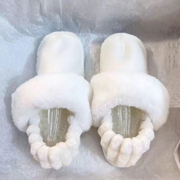 可拆卸棉拖鞋女士冬季室内家居内胆可拆洗加绒毛洞洞拖鞋女冬外穿