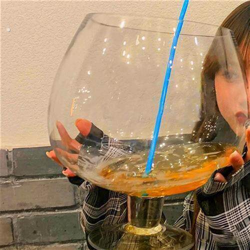 巨大特大号酒杯超大巨型大容量啤酒杯大号红酒杯高脚杯玻璃英