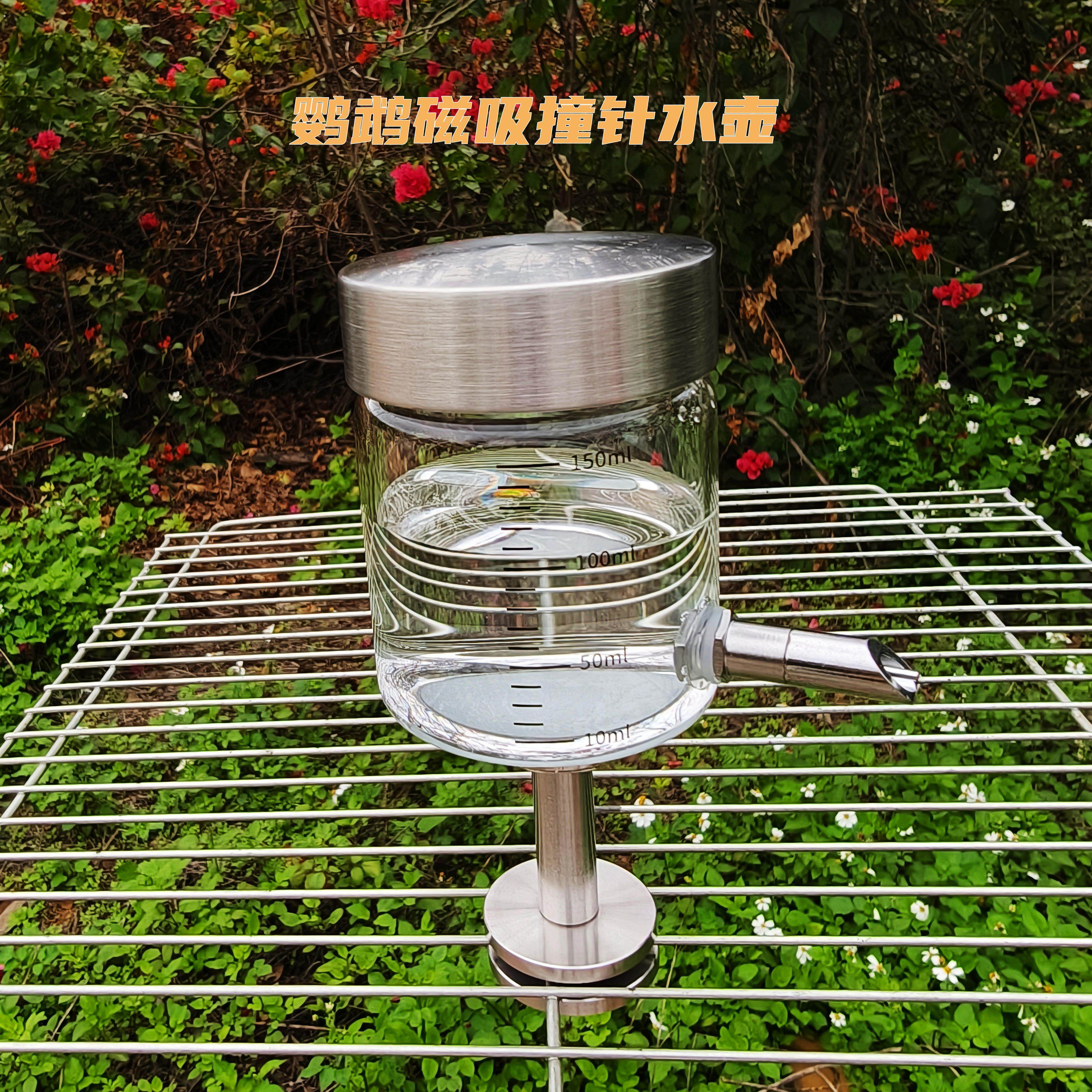 鹦鹉撞针水壶保温箱饮水高杆宠物磁吸底座仓鼠龙猫打翻蜜鼬饮水器