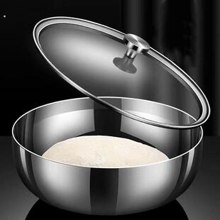 特厚不锈钢和面盆带盖子家用厨房洗菜盆加厚汤锅火锅锅子发面揉面