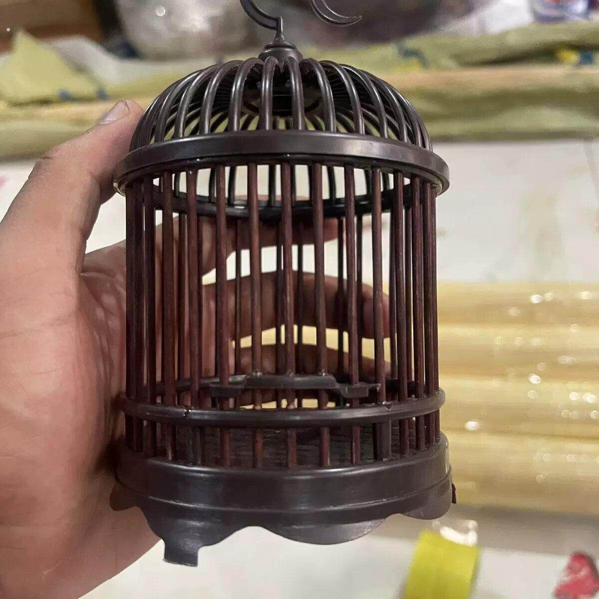 新款蝈蝈蛐蛐笼子手工防红木竹制蝈蝈精品笼鸣塑料虫鸣鸣虫圆顶