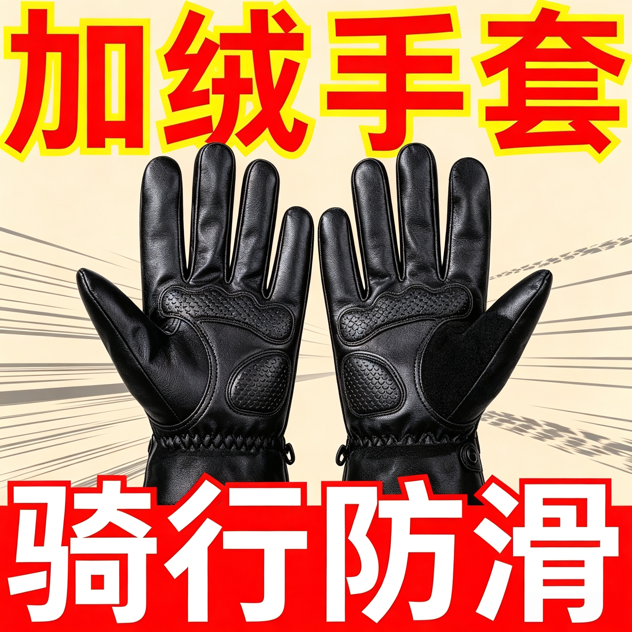 冬季PU皮轻薄触屏防风保暖手套