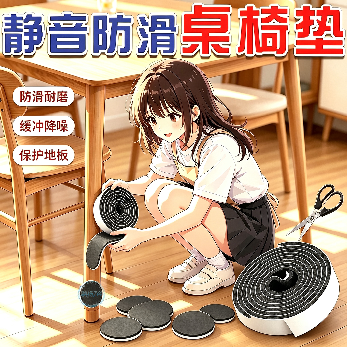 加厚静音自粘防滑耐磨桌椅脚垫