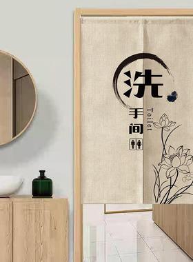 中式门帘断帘定G制LOO遮20069挡帘饭店卫所生间半截布帘免打孔隔