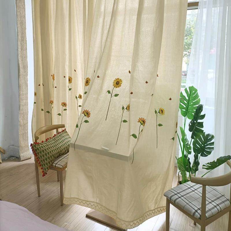 古麻朴日系清新棉麻窗帘成小品帘亚手工布料飘窗18454阳台田园布