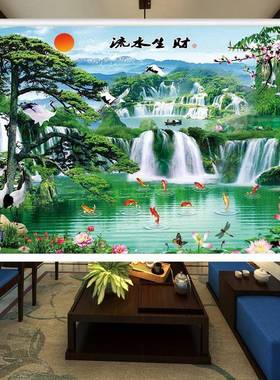 中式山水景风卷帘72723画办升公室客厅水墨遮光隔热降卷窗拉式帘