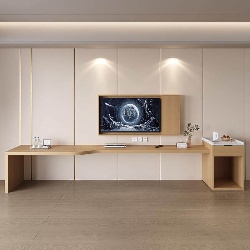 全季酒店电视柜定制一字台面板式悬空组合写字桌宾馆民宿客房家具