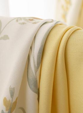 田园清新拼色棉麻花布料飘窗落透光窗帘地印布阳台客成品半87909