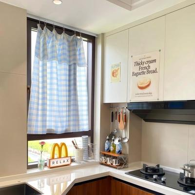 【新快珺乐光家的100个递2】厨房窗帘遮光025新简易隔热布透光不