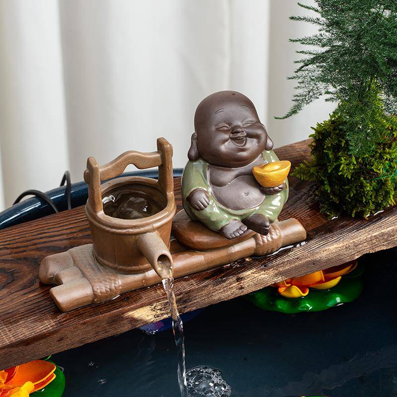 古法养鱼生态鱼缸流水过滤器陶罐中式庭院造景装饰出水口配件创意