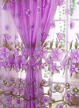 田园新风高档窗卧帘窗料纱布料半遮光客厅阳17428台室隔断帘款特