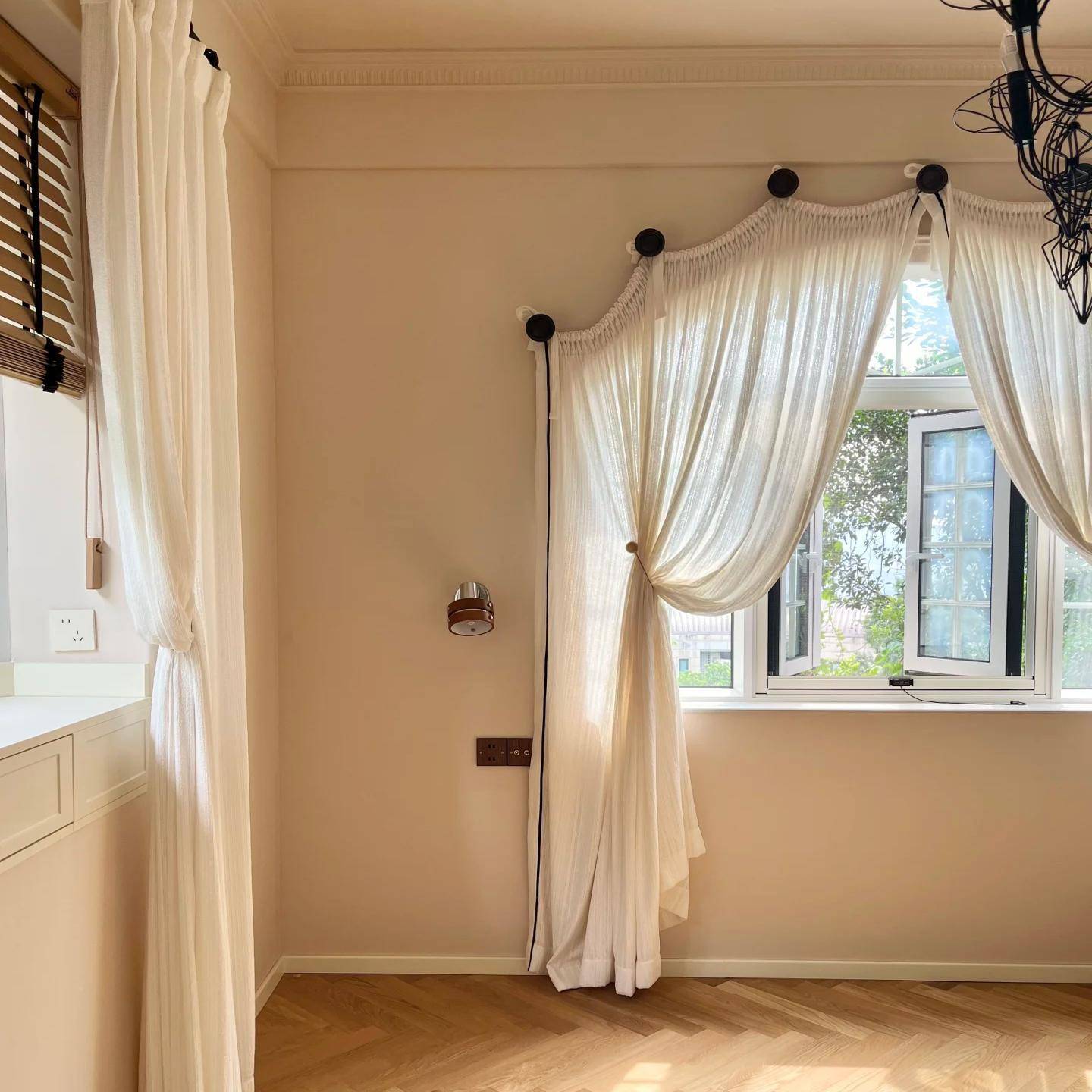 墅复古断法式穹顶式拱43283形别挑空窗纱窗帘隔帘门美帘纱定做客