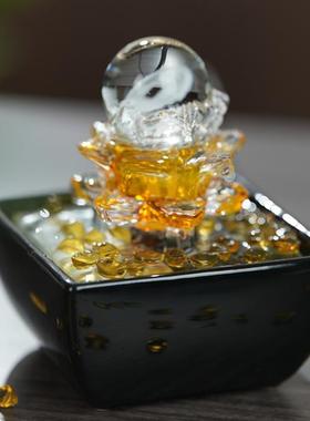 转球流水摆件循环水招财客厅玄关小型桌面创意装饰造景生财风水轮