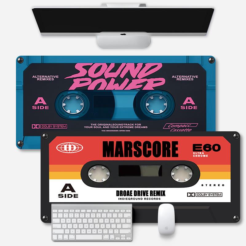 复古潮流音乐磁带鼠标垫超大男女生电脑笔记本键盘垫加厚办公桌垫