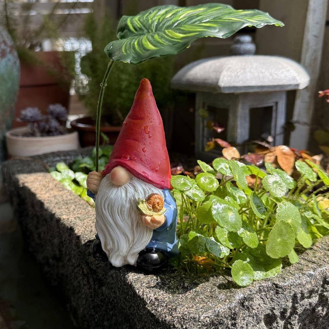 撑叶子地精小矮人 花园庭院摆件室外树脂工艺品可爱装饰创意摆件