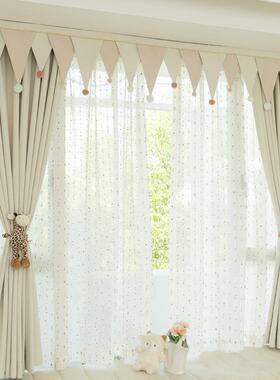 ins风儿童房窗帘37987帘头定制防漏贴光飘窗成品幔粘魔自术窗免安