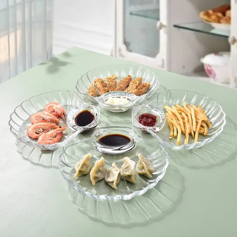 【2只装】玻璃饺子带醋碟分格餐盘水饺专用创意水果盘客厅家用盘,厨房/烹饪用具,配菜/备菜盘,淘宝优惠券,粉丝福利购,淘宝优惠卷