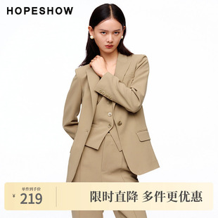 纯色一粒扣翻领一手长西装 红袖 女装 新款 外套 2024春季