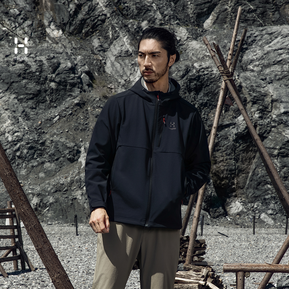 Haglöfs火柴棍Softshell Hood男子户外运动徒步登山连帽软壳外套