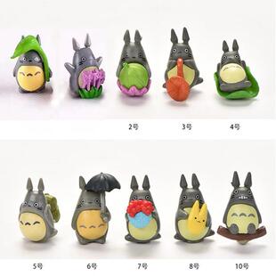 微景观荷叶打伞龙猫摆件 鱼缸电脑工位桌面装饰品治愈系小物件